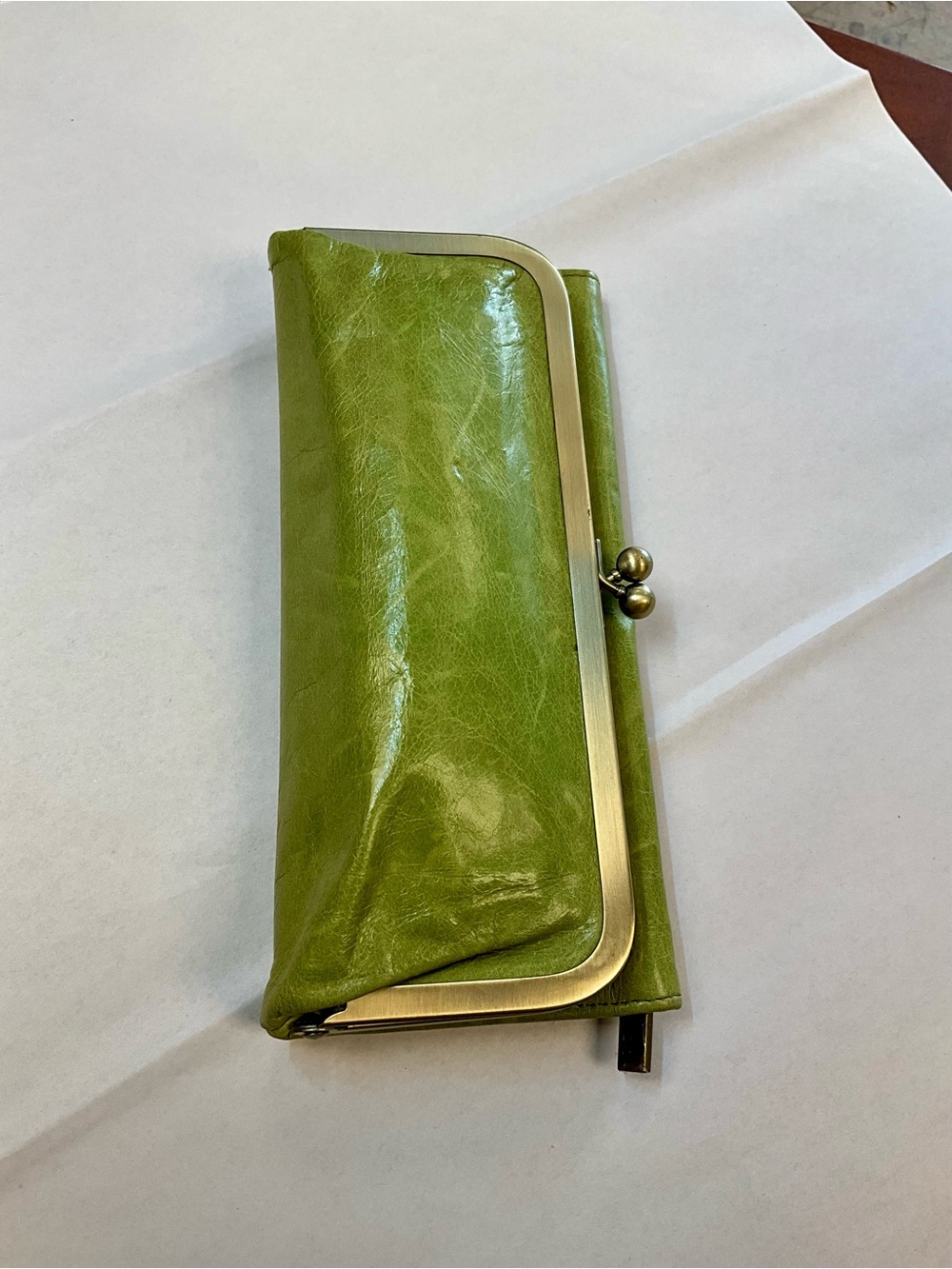HOBO Olive Green Leather Frame Wallet Clutch - Picture 13 of 13